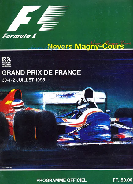 1995-07-02 | Grand Prix De France | Magny-Cours | Formula 1 Event Artworks | formula 1 event artwork | formula 1 programme cover | formula 1 poster | carsten riede