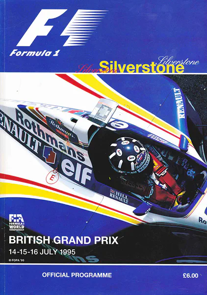 1995-07-16 | British Grand Prix | Silverstone | Formula 1 Event Artworks | formula 1 event artwork | formula 1 programme cover | formula 1 poster | carsten riede
