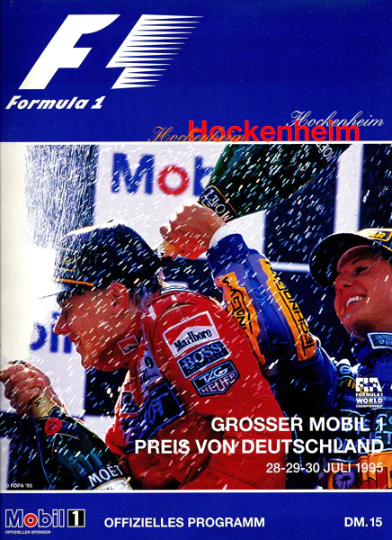 1995-07-30 | Grosser Preis von Deutschland | Hockenheim | Formula 1 Event Artworks | formula 1 event artwork | formula 1 programme cover | formula 1 poster | carsten riede