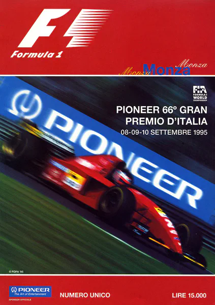 1995-09-10 | Gran Premio D`Italia | Monza | Formula 1 Event Artworks | formula 1 event artwork | formula 1 programme cover | formula 1 poster | carsten riede
