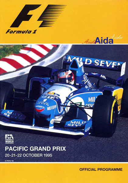 1995-10-22 | Pacific Grand Prix | Aida | Formula 1 Event Artworks | formula 1 event artwork | formula 1 programme cover | formula 1 poster | carsten riede