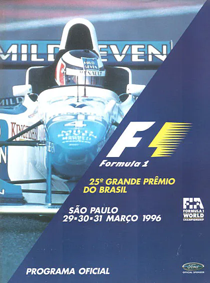 1996-03-31 | Grande Premio Do Brasil | Interlagos | Formula 1 Event Artworks | formula 1 event artwork | formula 1 programme cover | formula 1 poster | carsten riede