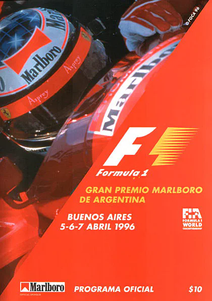 1996-04-07 | Gran Premio De La Republica Argentina | Buenos Aires | Formula 1 Event Artworks | formula 1 event artwork | formula 1 programme cover | formula 1 poster | carsten riede