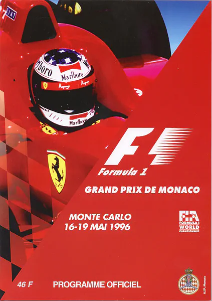 1996-05-19 | Grand Prix De Monaco | Monte Carlo | Formula 1 Event Artworks | formula 1 event artwork | formula 1 programme cover | formula 1 poster | carsten riede