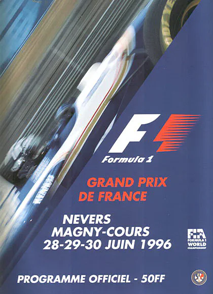 1996-06-30 | Grand Prix De France | Magny-Cours | Formula 1 Event Artworks | formula 1 event artwork | formula 1 programme cover | formula 1 poster | carsten riede