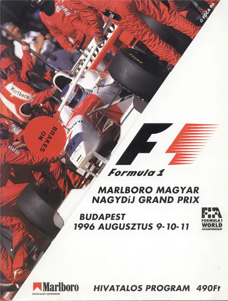 1996-08-11 | Magyar Nagydij | Budapest | Formula 1 Event Artworks | formula 1 event artwork | formula 1 programme cover | formula 1 poster | carsten riede