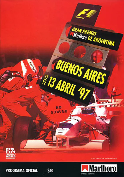 1997-04-13 | Gran Premio De La Republica Argentina | Buenos Aires | Formula 1 Event Artworks | formula 1 event artwork | formula 1 programme cover | formula 1 poster | carsten riede