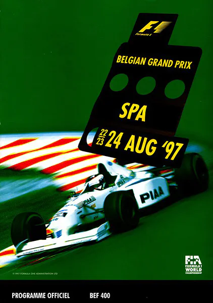 1997-08-24 | Grand Prix De Belgique | Spa-Francorchamps | Formula 1 Event Artworks | formula 1 event artwork | formula 1 programme cover | formula 1 poster | carsten riede
