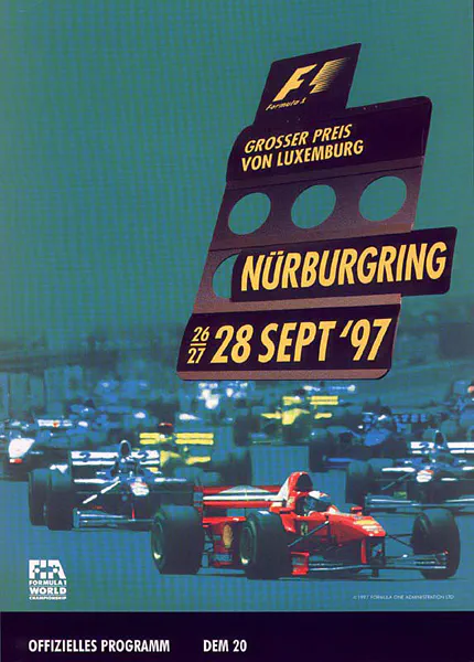 1997-09-28 | Grosser Preis von Luxemburg | Nürburgring | Formula 1 Event Artworks | formula 1 event artwork | formula 1 programme cover | formula 1 poster | carsten riede