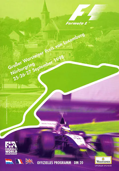 1998-09-27 | Grosser Preis von Luxemburg | Nürburgring | Formula 1 Event Artworks | formula 1 event artwork | formula 1 programme cover | formula 1 poster | carsten riede