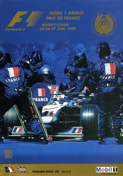 1999-06-27 | Grand Prix De France | Magny-Cours | Formula 1 Event Artworks | formula 1 event artwork | formula 1 programme cover | formula 1 poster | carsten riede