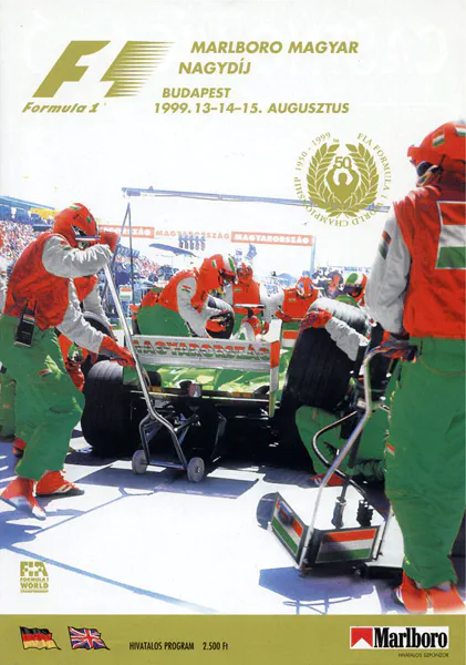 1999-08-15 | Magyar Nagydij | Budapest | Formula 1 Event Artworks | formula 1 event artwork | formula 1 programme cover | formula 1 poster | carsten riede