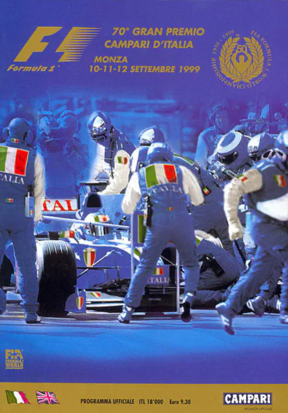 1999-09-12 | Gran Premio D`Italia | Monza | Formula 1 Event Artworks | formula 1 event artwork | formula 1 programme cover | formula 1 poster | carsten riede