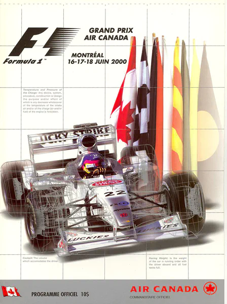 2000-06-18 | Grand Prix Du Canada | Montreal | Formula 1 Event Artworks | formula 1 event artwork | formula 1 programme cover | formula 1 poster | carsten riede