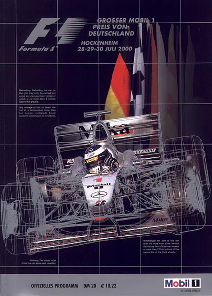 2000-07-30 | Grosser Preis von Deutschland | Hockenheim | Formula 1 Event Artworks | formula 1 event artwork | formula 1 programme cover | formula 1 poster | carsten riede
