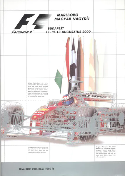 2000-08-13 | Magyar Nagydij | Budapest | Formula 1 Event Artworks | formula 1 event artwork | formula 1 programme cover | formula 1 poster | carsten riede
