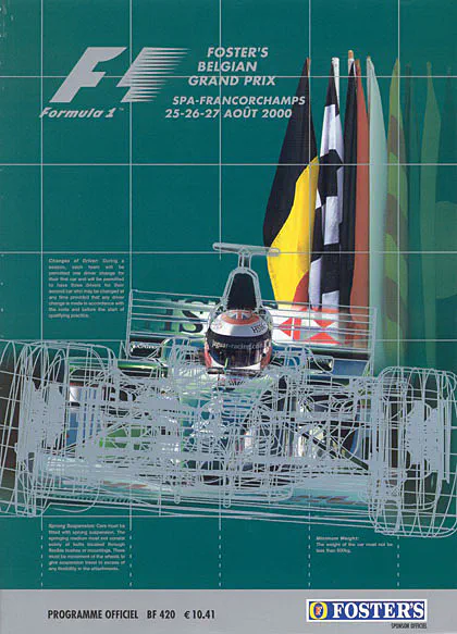 2000-08-27 | Grand Prix De Belgique | Spa-Francorchamps | Formula 1 Event Artworks | formula 1 event artwork | formula 1 programme cover | formula 1 poster | carsten riede