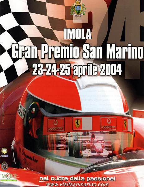 2004-04-25 | Gran Premio Di San Marino | Imola | Formula 1 Event Artworks | formula 1 event artwork | formula 1 programme cover | formula 1 poster | carsten riede