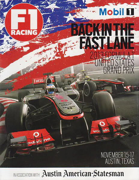 2013-11-17 | United States Grand Prix | Austin | Formula 1 Event Artworks | formula 1 event artwork | formula 1 programme cover | formula 1 poster | carsten riede