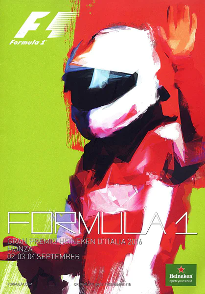 2016-09-04 | Gran Premio D`Italia | Monza | Formula 1 Event Artworks | formula 1 event artwork | formula 1 programme cover | formula 1 poster | carsten riede