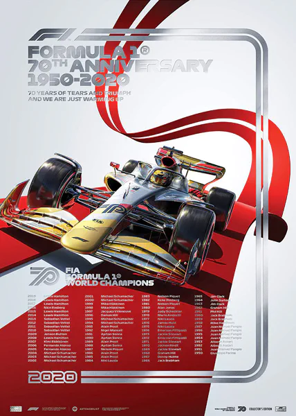 2020-08-09 | 70th Anniversary Grand Prix | Silverstone | Formula 1 Event Artworks | formula 1 event artwork | formula 1 programme cover | formula 1 poster | carsten riede