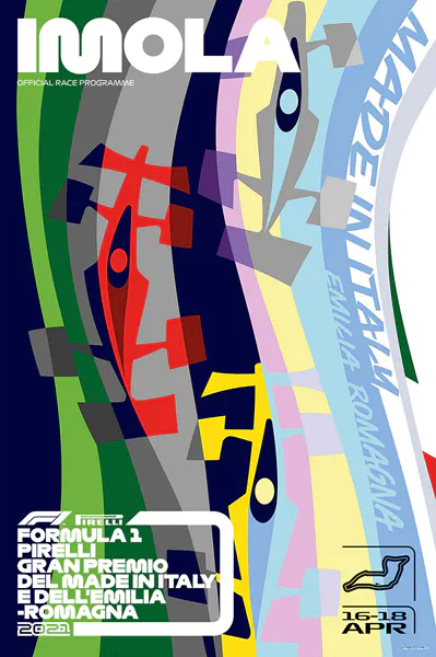 2021-04-18 | Gran Premio Del Made In Italy E Dell`Emilia-Romagna | Imola | Formula 1 Event Artworks | formula 1 event artwork | formula 1 programme cover | formula 1 poster | carsten riede