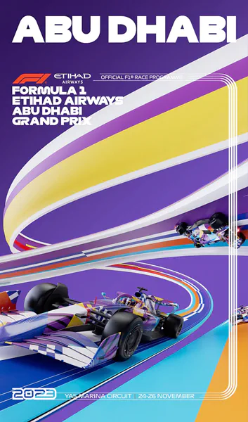 2023-11-26 | Abu Dhabi Grand Prix | Abu Dhabi | Formula 1 Event Artworks | formula 1 event artwork | formula 1 programme cover | formula 1 poster | carsten riede