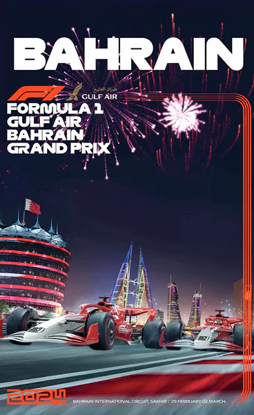 2024-03-02 | Bahrain Grand Prix | Sakhir | Formula 1 Event Artworks | formula 1 event artwork | formula 1 programme cover | formula 1 poster | carsten riede
