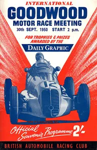 1950-09-30 | Goodwood Trophy | Goodwood | Formula 1 Event Artworks | formula 1 event artwork | formula 1 programme cover | formula 1 poster | carsten riede