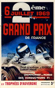 1969-07-06 | Grand Prix De France | Clermont Ferrand | Formula 1 Event Artworks | formula 1 event artwork | formula 1 programme cover | formula 1 poster | carsten riede