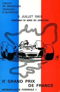 1969-07-06 | Grand Prix De France | Clermont Ferrand | Formula 1 Event Artworks | formula 1 event artwork | formula 1 programme cover | formula 1 poster | carsten riede