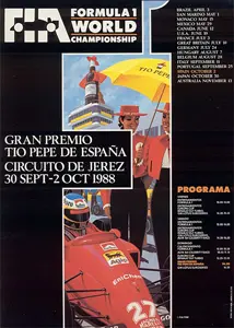 1988-10-02 | Gran Premio De Espana | Jerez de la Frontera | Formula 1 Event Artworks | formula 1 event artwork | formula 1 programme cover | formula 1 poster | carsten riede
